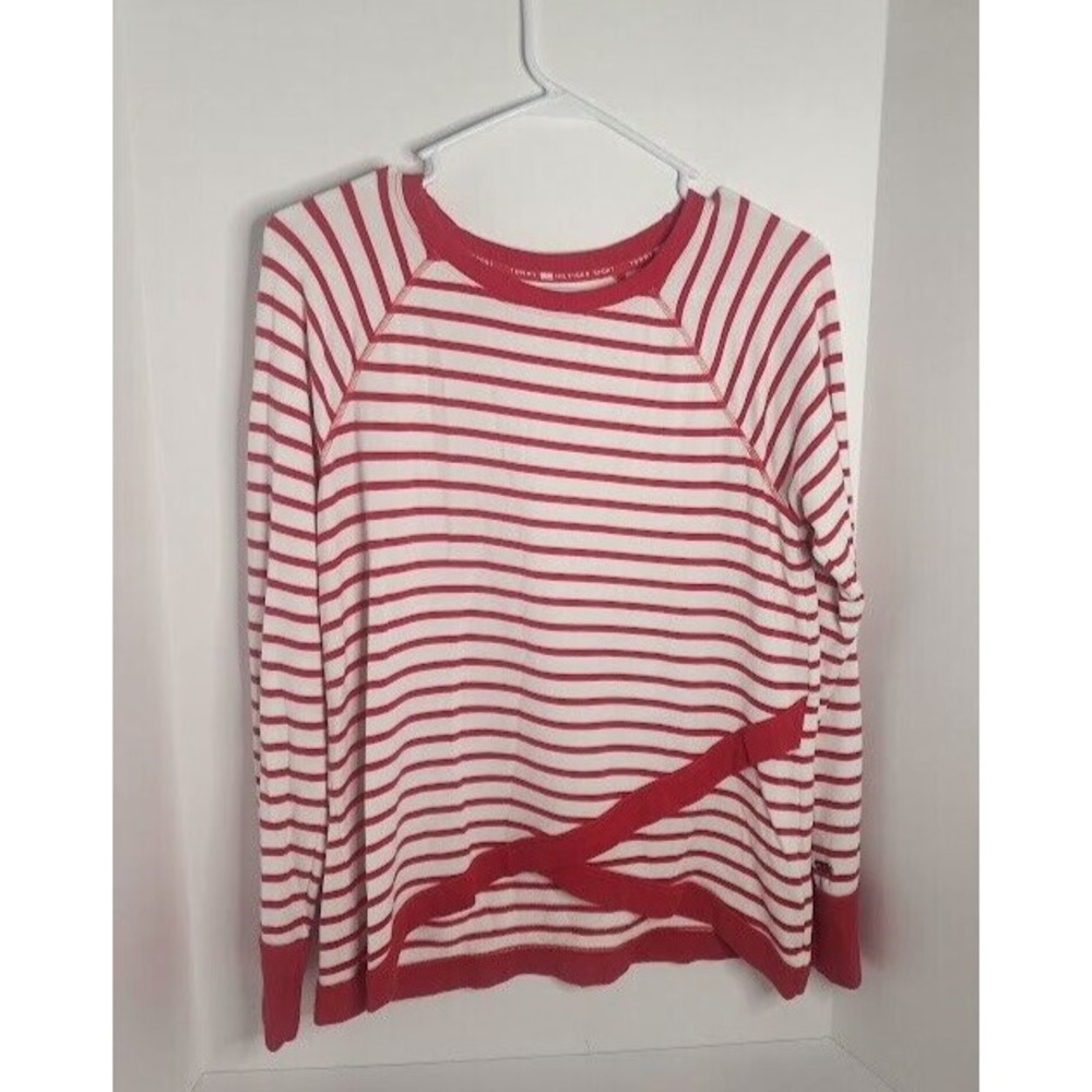 Tommy Hilfiger Sport Womens Long Sleeve Top Size M Red And White Striped Top